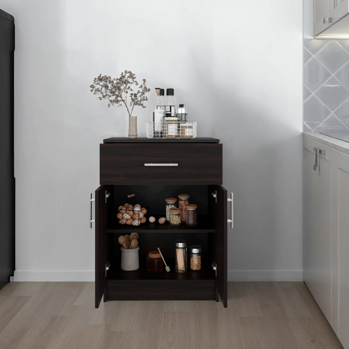 Mueble Auxiliar de Cocina Mayorca Nogal 60x85.1cm con Un Entrepaño - BARRAS Y MUEBLES AUXILIARES | Bylmo