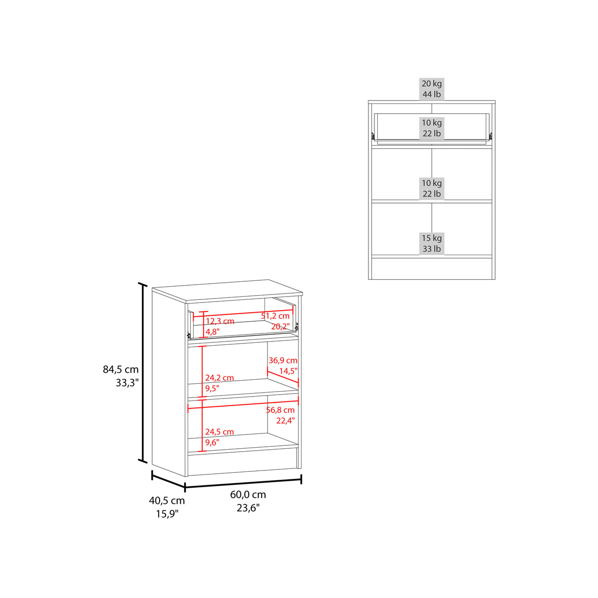 Mueble Auxiliar de Cocina Mayorca Nogal 60x85.1cm con Un Entrepaño - BARRAS Y MUEBLES AUXILIARES | Bylmo