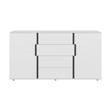 Cómoda Bisbee Blanco Marquez y Plomo 160x85cm de Cuatro Hileras con Cuatro Cajones - CAJONERAS Y COMODAS | Bylmo