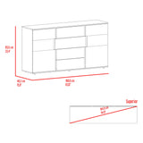 Cómoda Bisbee Blanco Marquez y Plomo 160x85cm de Cuatro Hileras con Cuatro Cajones - CAJONERAS Y COMODAS | Bylmo