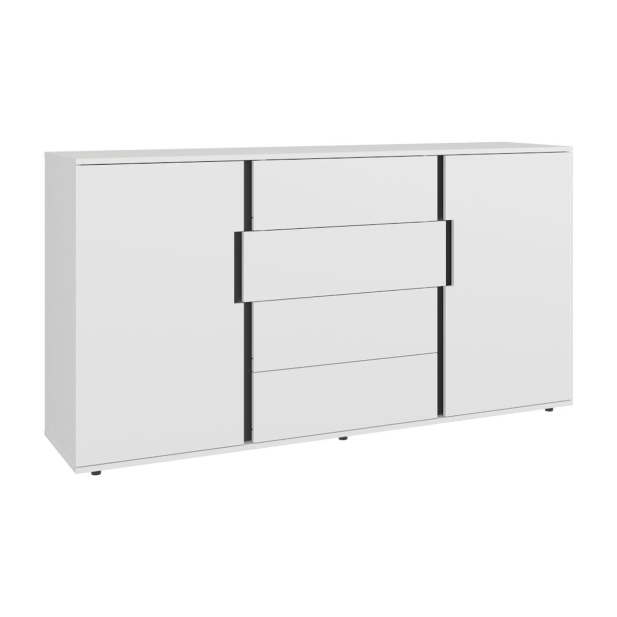 Cómoda Bisbee Blanco Marquez y Plomo 160x85cm de Cuatro Hileras con Cuatro Cajones - CAJONERAS Y COMODAS | Bylmo