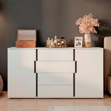 Cómoda Bisbee Blanco Marquez y Plomo 160x85cm de Cuatro Hileras con Cuatro Cajones - CAJONERAS Y COMODAS | Bylmo