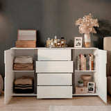 Cómoda Bisbee Blanco Marquez y Plomo 160x85cm de Cuatro Hileras con Cuatro Cajones - CAJONERAS Y COMODAS | Bylmo