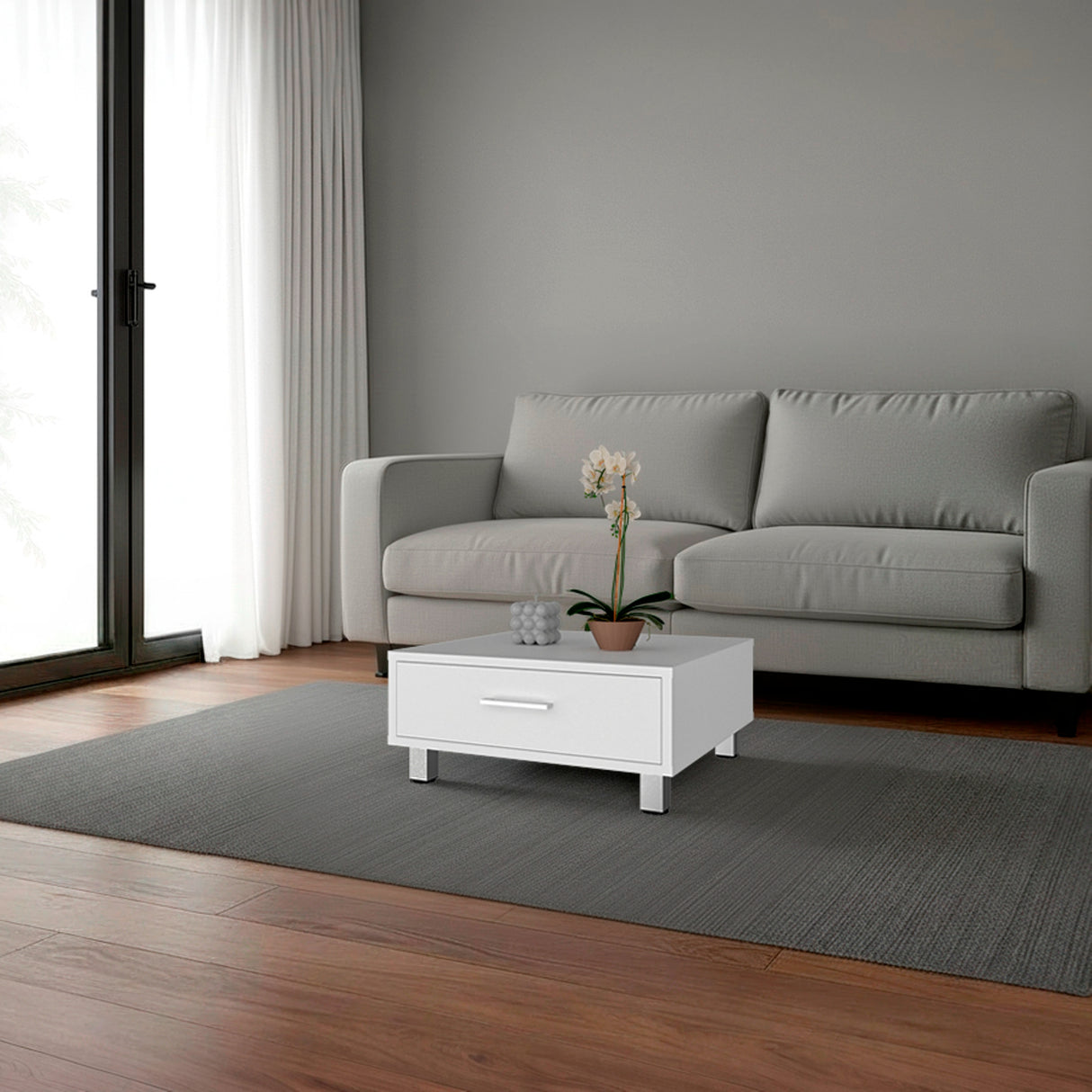 Mesa de Centro Beijing Blanco 60x26.3cm Cuadrada con Patas - MESAS DE CENTRO | Bylmo