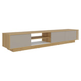 Rack de TV Maldivas Fresno Europeo y Capri 230x40cm para TV Hasta 85" Pulgadas con Dos Compartimientos - MUEBLES DE TV | Bylmo