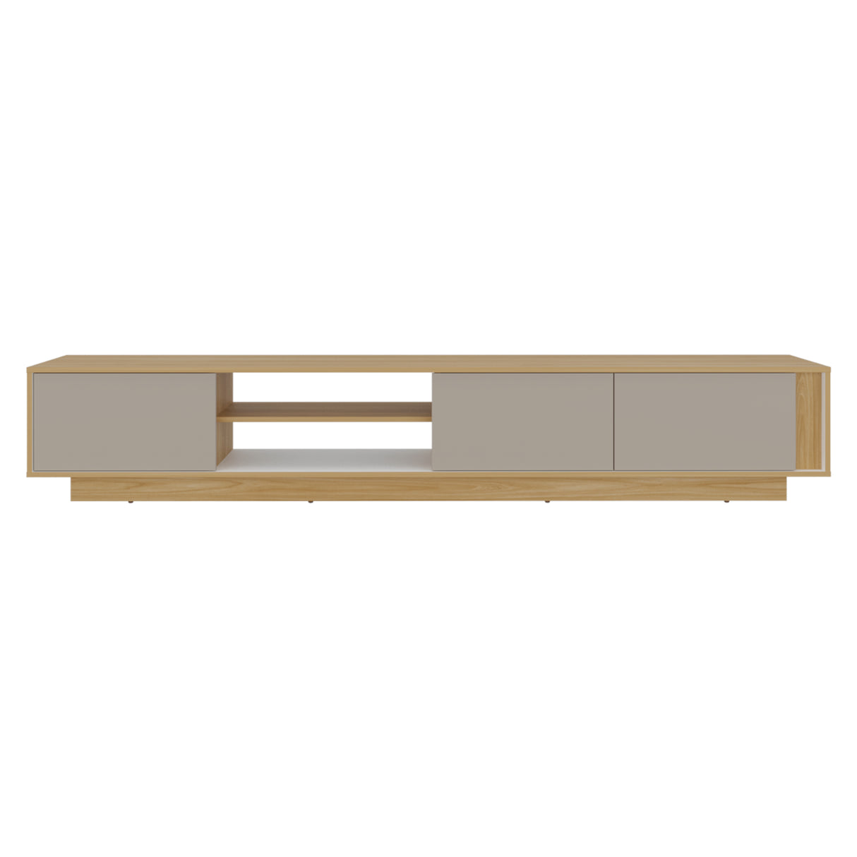 Rack de TV Maldivas Fresno Europeo y Capri 230x40cm para TV Hasta 85" Pulgadas con Dos Compartimientos - MUEBLES DE TV | Bylmo