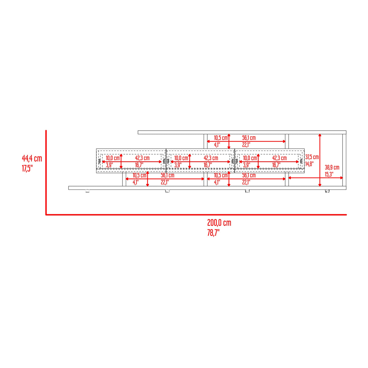 Rack de TV Quito Blanco Marquez y Fresno 200x44.4cm para TV Hasta 65" Pulgadas con Cuatro Compartimientos - MUEBLES DE TV | Bylmo