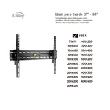 Soporte de TV Fijo Kalley Negro Mate 63.5x5.3cm de Pared para TV Hasta 86" Pulgadas - SOPORTES PARA TV | Bylmo