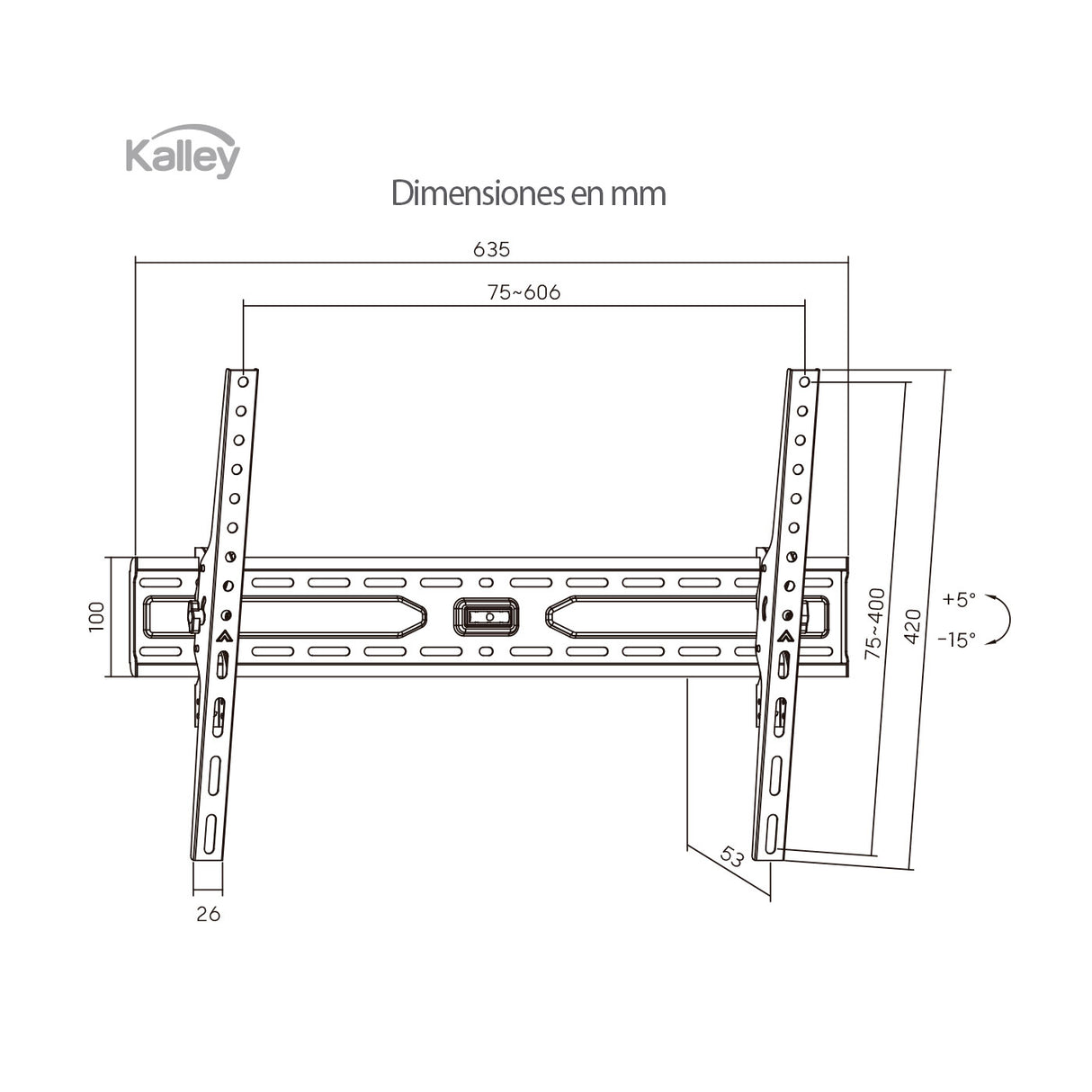 Soporte de TV Fijo Kalley Negro Mate 63.5x5.3cm de Pared para TV Hasta 86" Pulgadas - SOPORTES PARA TV | Bylmo