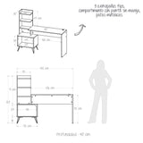Escritorio Trix Niebla y Blanco 142x120cm con Organizador de Libros