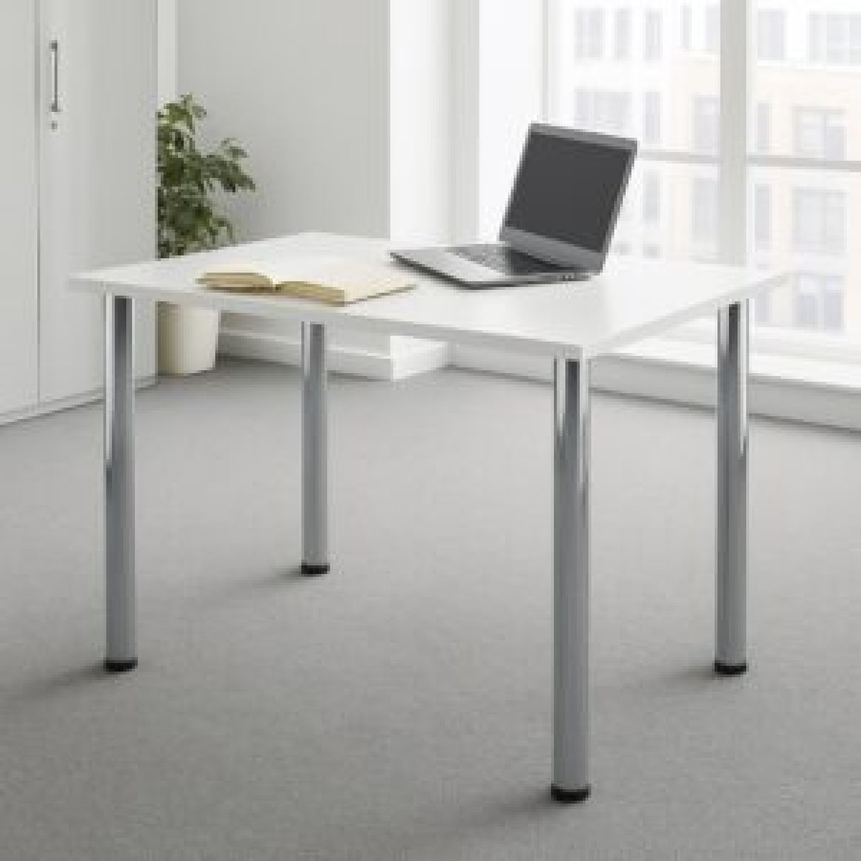 Escritorio Alfa Blanco 120x75cm con Patas Metálicas - ESCRITORIOS | Bylmo