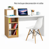 Escritorio College Blanco y Madera Clara Natural 100x91.5cm con Organizador de Libros - ESCRITORIOS | Bylmo