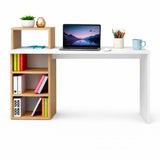 Combo Escritorio y Silla College Madera Clara Natural y Blanco 100x91.5cm con Organizador de Libros - ESCRITORIOS | Bylmo