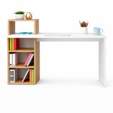 Combo Escritorio y Silla College Madera Clara Natural y Blanco 100x91.5cm con Organizador de Libros - ESCRITORIOS | Bylmo