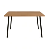 Mesa de Comedor Madera Oscura y Negro 110x75cm Rectangular de Seis Puestos sin Sillas y con Patas Metálicas