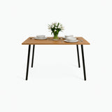 Mesa de Comedor Madera Oscura y Negro 110x75cm Rectangular de Seis Puestos sin Sillas y con Patas Metálicas