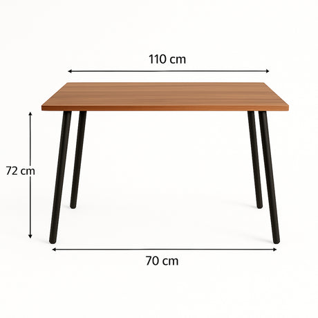 Comedor Ibiza Amaretto y Negro 110x75cm Rectangular de Seis Puestos con Cuatro Sillas - COMEDORES | Bylmo