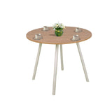 Comedor Guam Madera Clara Natural y Blanco 80x75cm Circular de Cuatro Puestos con Dos Sillas