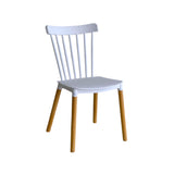 Comedor Guam Madera Clara Natural y Blanco 80x75cm Circular de Cuatro Puestos con Dos Sillas