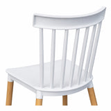 Comedor Guam Madera Clara Natural y Blanco 80x75cm Circular de Cuatro Puestos con Dos Sillas