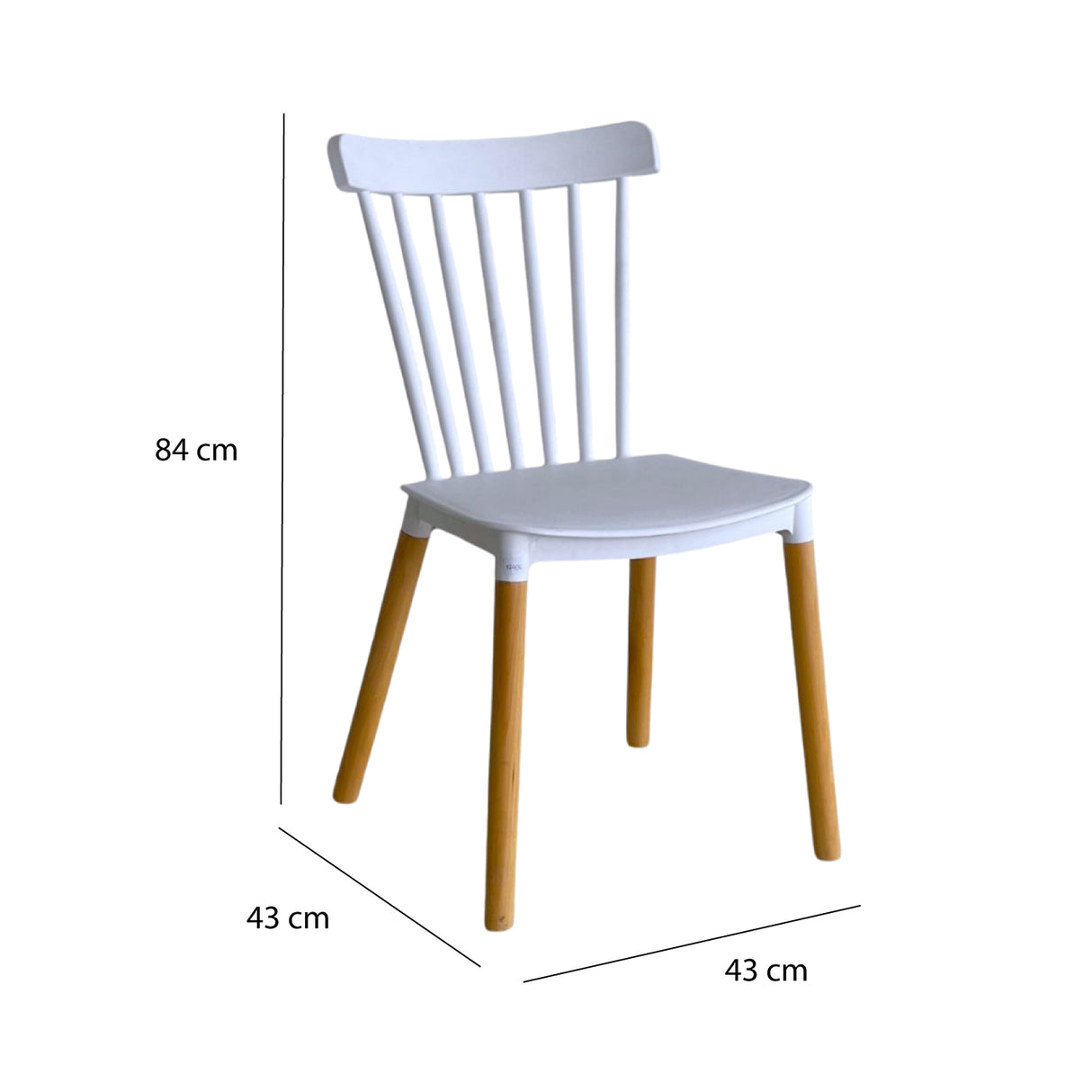 Comedor Guam Madera Clara Natural y Blanco 80x75cm Circular de Cuatro Puestos con Dos Sillas