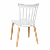 Comedor Guam Madera Clara Natural y Blanco 80x75cm Circular de Cuatro Puestos con Cuatro Sillas - COMEDORES | Bylmo