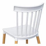 Comedor Guam Madera Clara Natural y Blanco 80x75cm Circular de Cuatro Puestos con Cuatro Sillas - COMEDORES | Bylmo