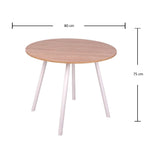 Comedor Guam Madera Clara Natural y Blanco 80x75cm Circular de Cuatro Puestos con Cuatro Sillas - COMEDORES | Bylmo