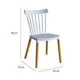 Comedor Guam Madera Clara Natural y Blanco 80x75cm Circular de Cuatro Puestos con Cuatro Sillas - COMEDORES | Bylmo