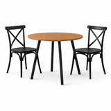 Comedor Ibiza Amaretto y Negro 80x75cm Circular de Cuatro Puestos con Dos Sillas - COMEDORES | Bylmo