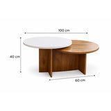 Mesa de Centro Blanco y Amaretto 100x40cm Circular con Patas