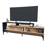 Mesa para TV Live Fresno y Negro 180x58cm para TV Hasta 65" Pulgadas con Cinco Compartimientos