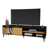 Mesa para TV Style Negro y Fresno 180x55cm para TV Hasta 77" Pulgadas con Cuatro Compartimientos