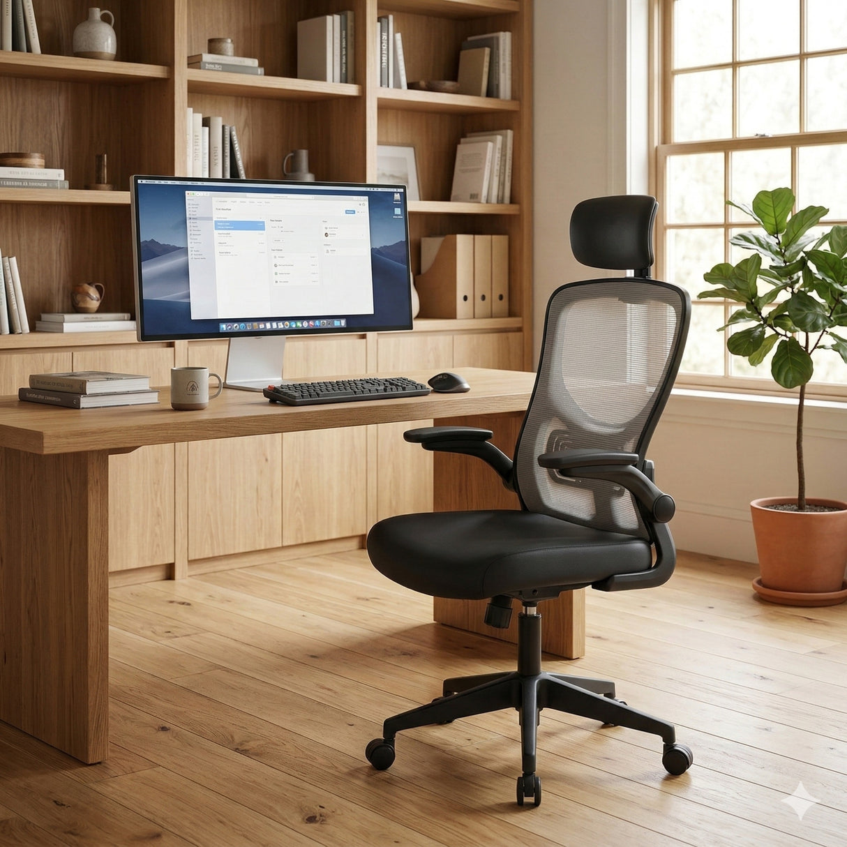 Silla de Oficina Apolo Negro 58x101cm con Apoya Brazos y con Apoya Cabezas - SILLAS DE OFICINA | Bylmo