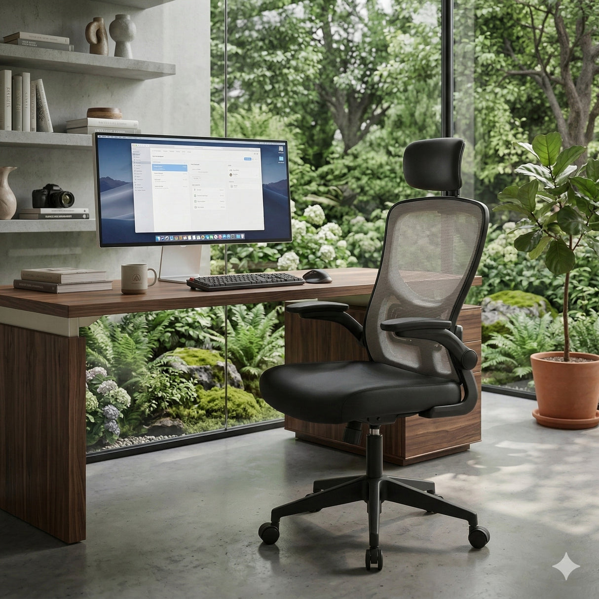 Silla de Oficina Apolo Negro 58x101cm con Apoya Brazos y con Apoya Cabezas - SILLAS DE OFICINA | Bylmo