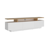 Rack de TV Serena Blanco Marquez y Fresno 180x51.1cm para TV Hasta 65" Pulgadas con Un Cajón y con Tres Compartimientos