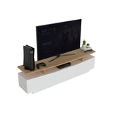 Rack de TV Serena Blanco Marquez y Fresno 180x51.1cm para TV Hasta 65" Pulgadas con Un Cajón y con Tres Compartimientos