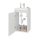 Mueble para Lavamanos Syracuse Blanco Marquez y Pino 39.6x60.8cm Individual con Lavamanos y con Un Cajón