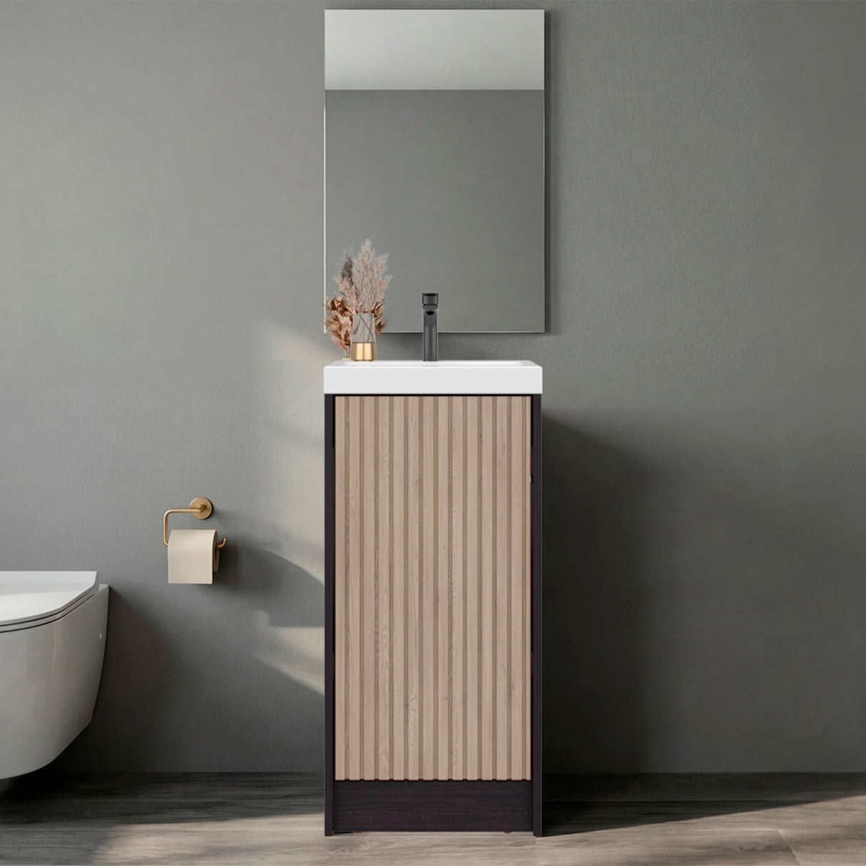 Mueble para Lavamanos Syracuse Wengue 39.6x81.4cm Individual con Lavamanos y con Un Cajón - MUEBLES PARA LAVAMANOS | Bylmo