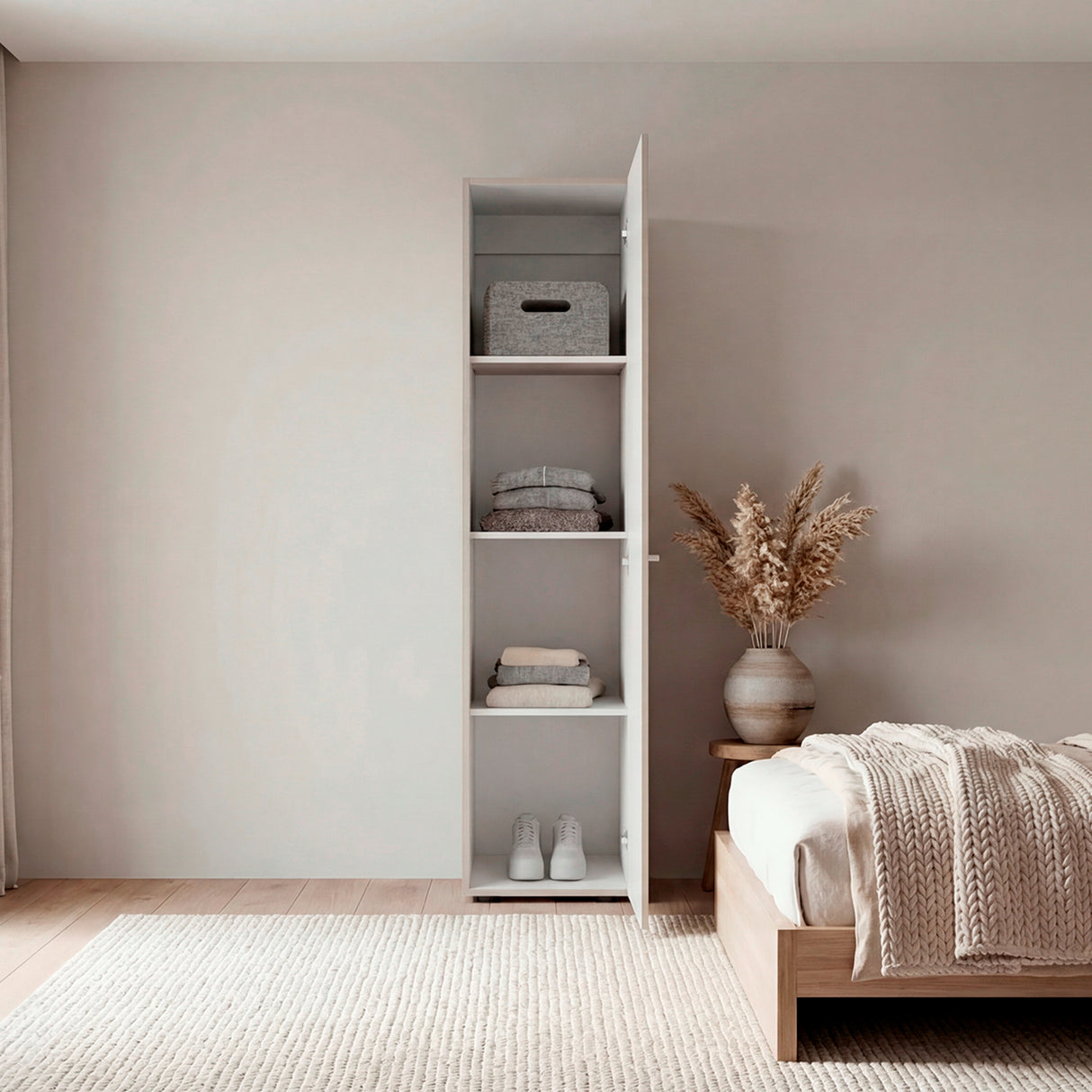 Closet Home Dreams Bardolino y Blanco 40x170cm con Tres Entrepaños y con Una Puerta - CLOSETS | Bylmo