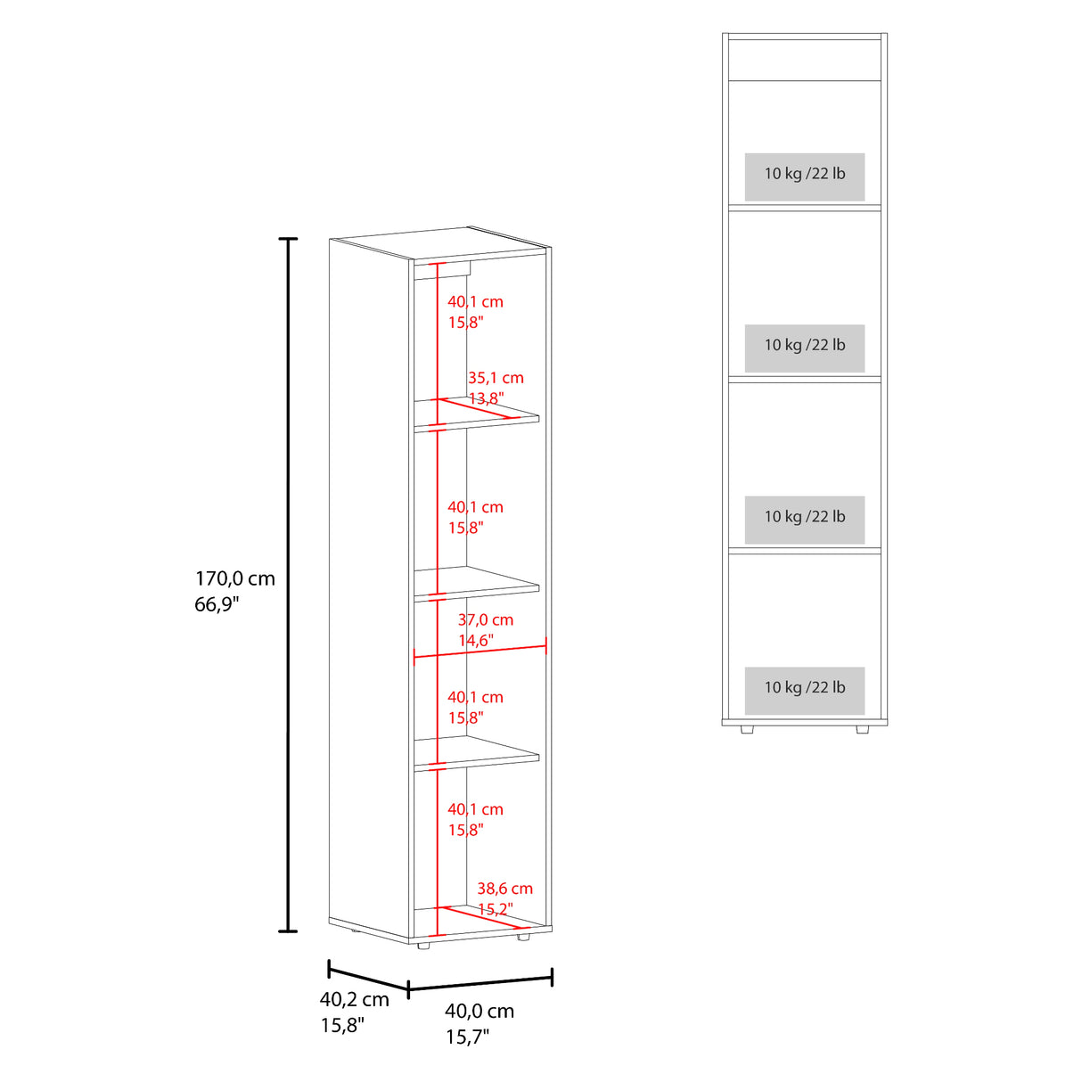 Closet Home Dreams Blanco Marquez 40x170cm con Tres Entrepaños y con Una Puerta