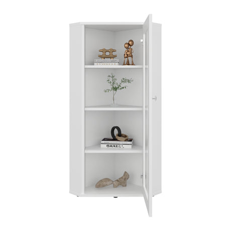 Vitrina Esquinera Genova Blanco 59.4x110.6cm Triangular con Tres Entrepaños - BIBLIOTECAS Y ESTANTERIAS | Bylmo