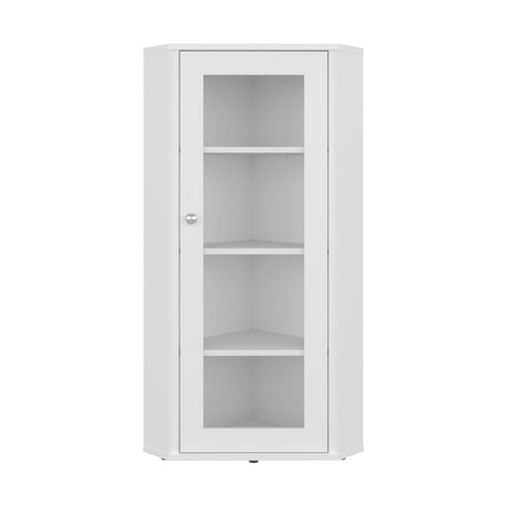 Vitrina Esquinera Genova Blanco 59.4x110.6cm Triangular con Tres Entrepaños - BIBLIOTECAS Y ESTANTERIAS | Bylmo