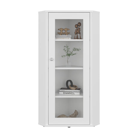 Vitrina Esquinera Genova Blanco 59.4x110.6cm Triangular con Tres Entrepaños - BIBLIOTECAS Y ESTANTERIAS | Bylmo