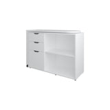 Escritorio Transformable Mova Blanco Marquez 112.9x80.7cm con Tres Cajones y con Organizador de Libros