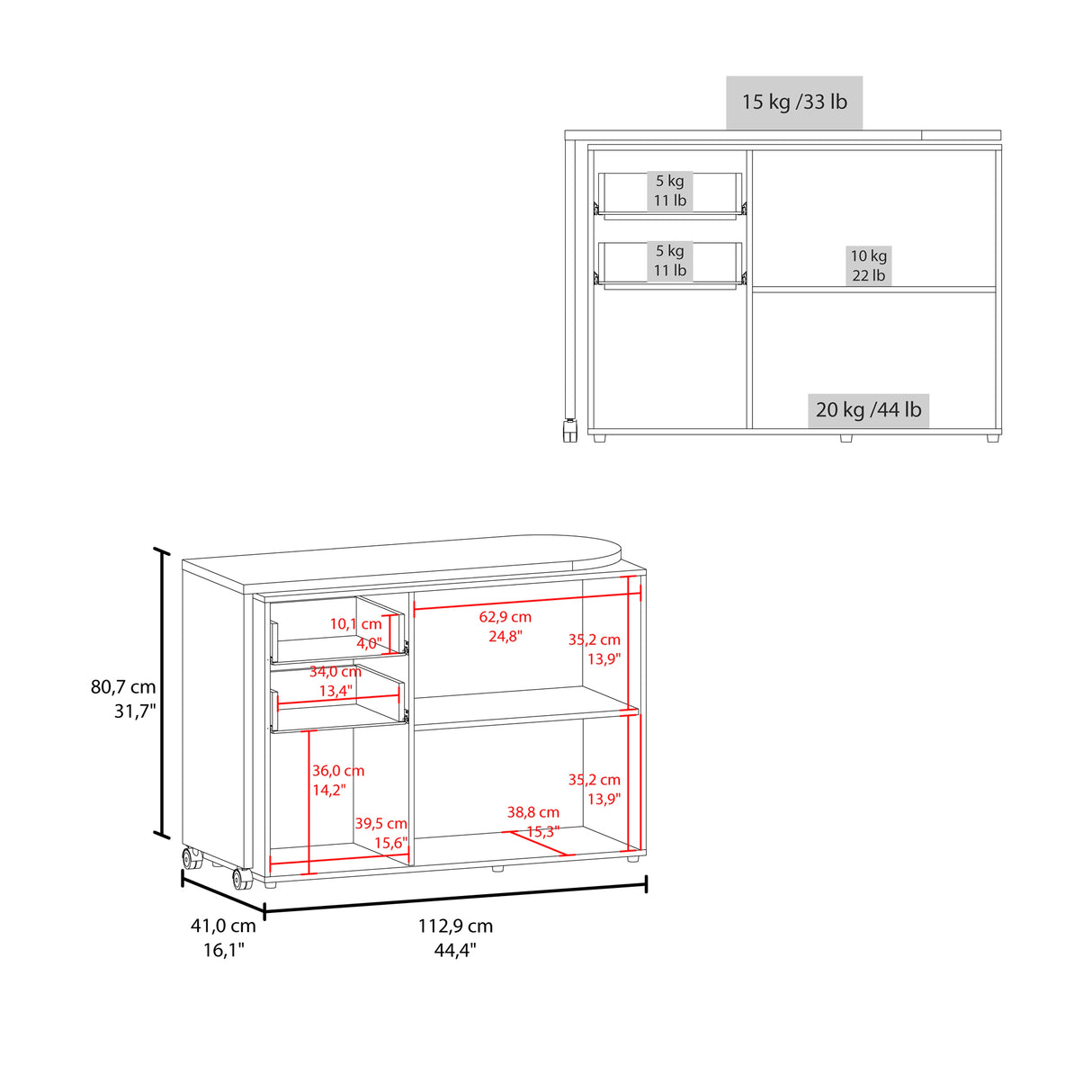Escritorio Transformable Mova Blanco Marquez 112.9x80.7cm con Tres Cajones y con Organizador de Libros