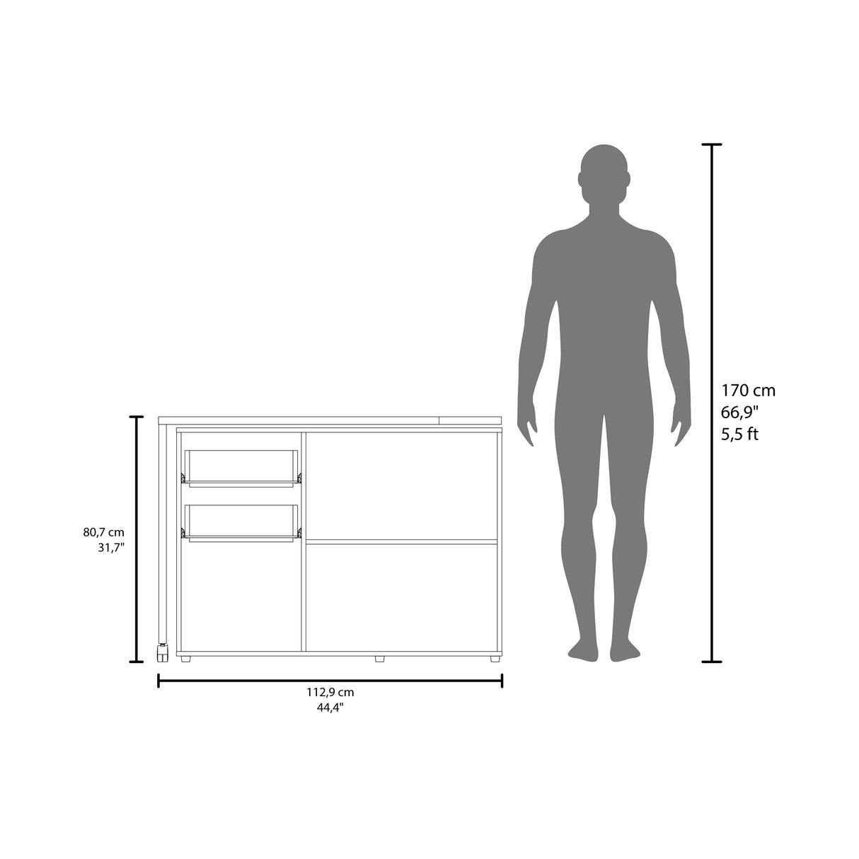 Escritorio Transformable Mova Blanco Marquez 112.9x80.7cm con Tres Cajones y con Organizador de Libros
