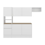 Cocina Dali Blanco y Fresno Europeo 229x182.5cm sin Mesón y sin Pozuelo - COCINAS | Bylmo