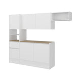 Cocina Dali Blanco y Fresno Europeo 229x182.5cm sin Mesón y sin Pozuelo - COCINAS | Bylmo