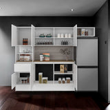 Cocina Dali Blanco y Fresno Europeo 229x182.5cm sin Mesón y sin Pozuelo - COCINAS | Bylmo